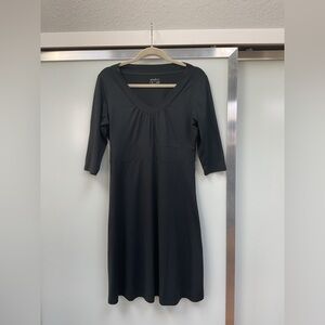 Eddie Bauer Black Sheath Dress V-Neck 3/4 Sleeve Lightweight Travel Size Large